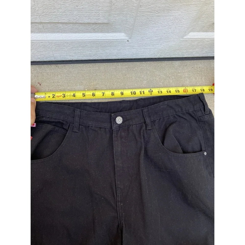 Southpole Men's 36x34 Straight Solid Black Denim Jeans Baggy Hip Hop NWT XL